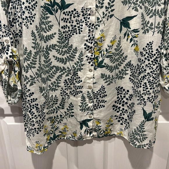 Cynthia Rowley floral button down linen 3/4 sleeve top size 1X - Picture 4 of 7